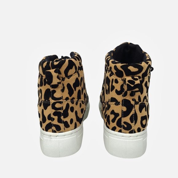 Qupid Animal Print High Top Sneaker Size 7 Lace Up Platform Ankle Bootie Leopard - Picture 4 of 8